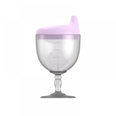 

Plastic Wine Glass Baby Goblet Party Cup Beverage Mug Milk Bottle with Lid for Kids on Birthday Party Christmas or New Year Celebration (Purple)