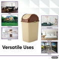 thumbnail image 6 of Superio 9 Gallon Plastic Trash Can with Swing Top Lid, Waste Bin for Under Desk, Office, Bedroom, Bathroom- 10 Qt, Beige/ Brown, 6 of 6