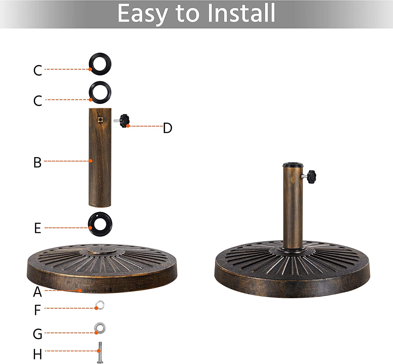 Neatifyes 30lbs Umbrella Base Heavy Duty Market Umbrella Stand Outdoor Patio Umbrella Base