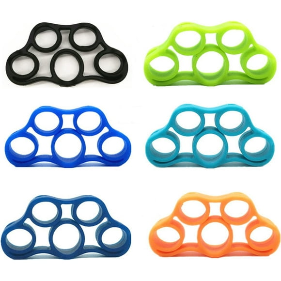Pack of 6 Silicone Finger Strength Trainers, Relieves Pain in the Wrist Bones and Thumbs