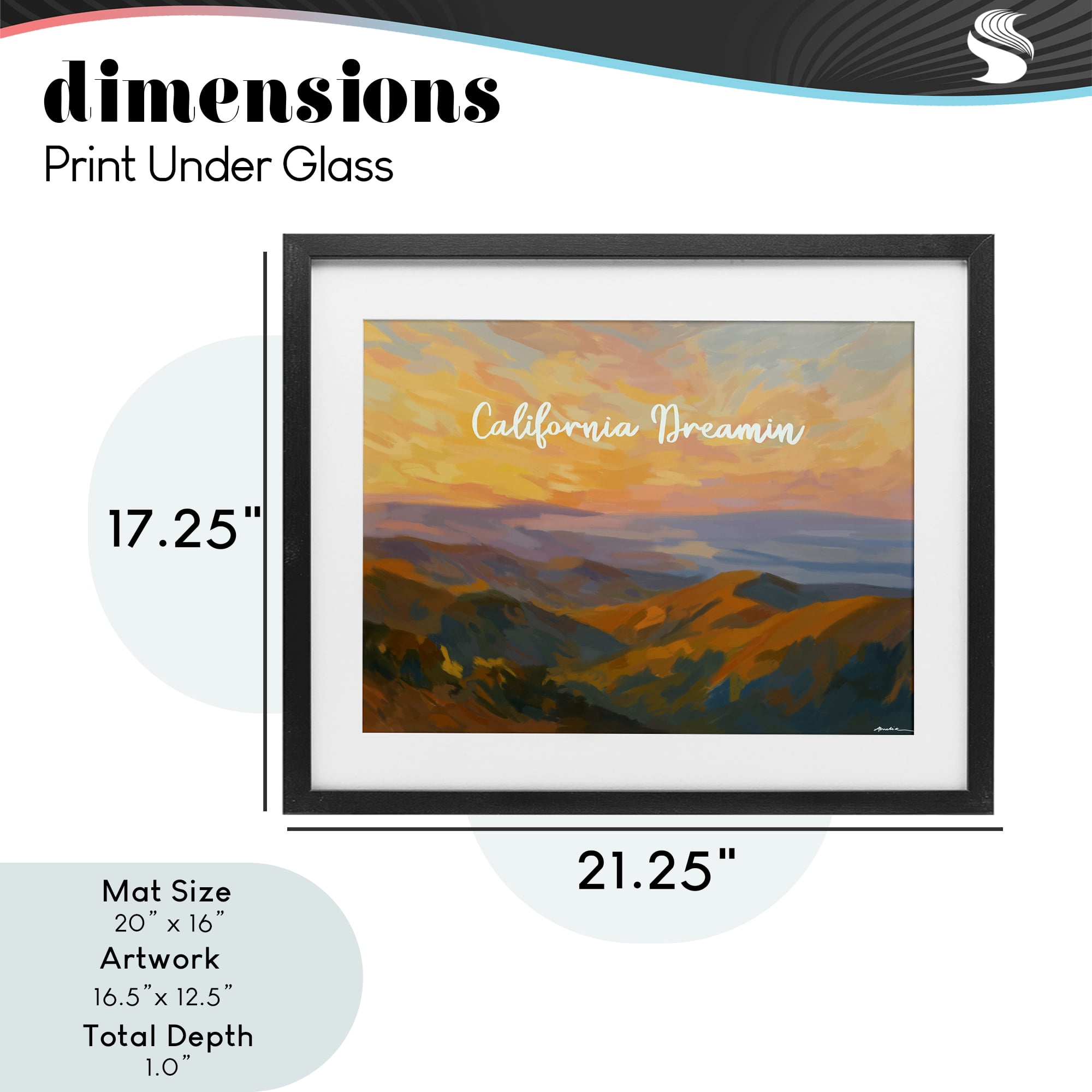 Stupell Industries California Dreamin' Mountains Black Framed Print Under Glass, design by Amelia Noyes