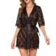thumbnail image 2 of Camisón sexy de malla para mujer lencería con escote en V profundo batas de malla para la noche de bodas (negro S) Ndcxsfigh Para estrenar, 2 of 2