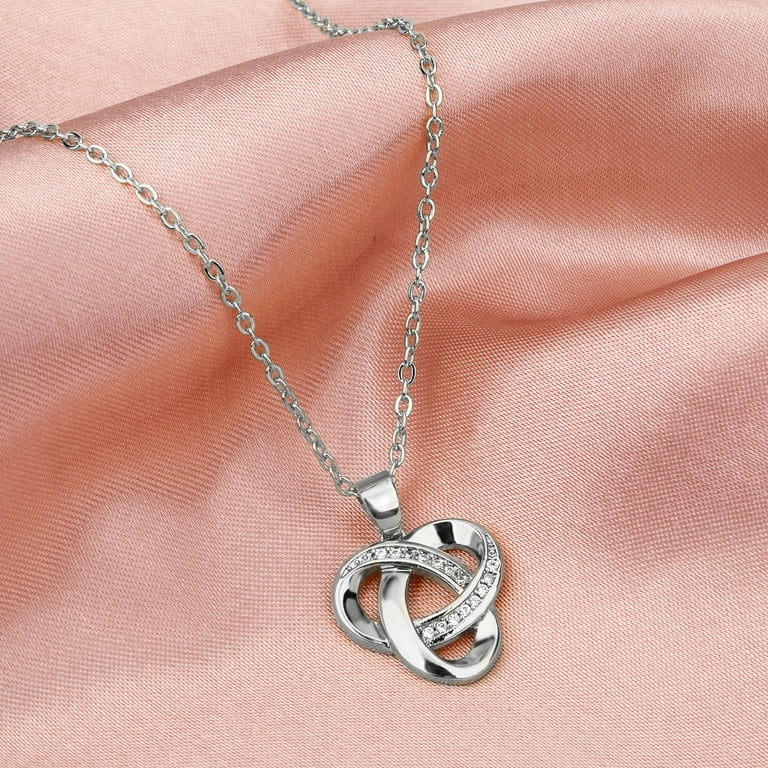 Love Knot Necklaces for Women Sterling Silver Diamond Pendant Necklace, Forever Infinity Silver Necklace For Women(Silver) Love Knot Necklaces for Women Sterling Silver Diamond Pendant Necklace, Forever Infinity Silver Necklace For Women(Silver)