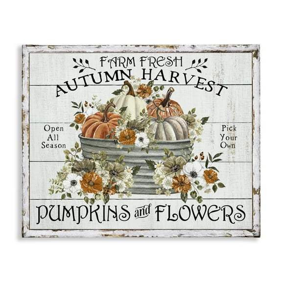 Stupell Industries Farm Fresh Harvest Pumpkin Holiday Painting Gallery Wrapped Canvas Art Prints Wall Art, 20 x 16
