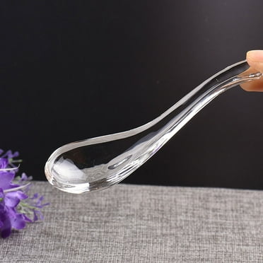 MLINS Glass Spoon Asian Soup Spoon Clear Chinese Spoon Kitchen Serving Spoon For Japanese Ramen Noodles Chinese Dumpling Wonton