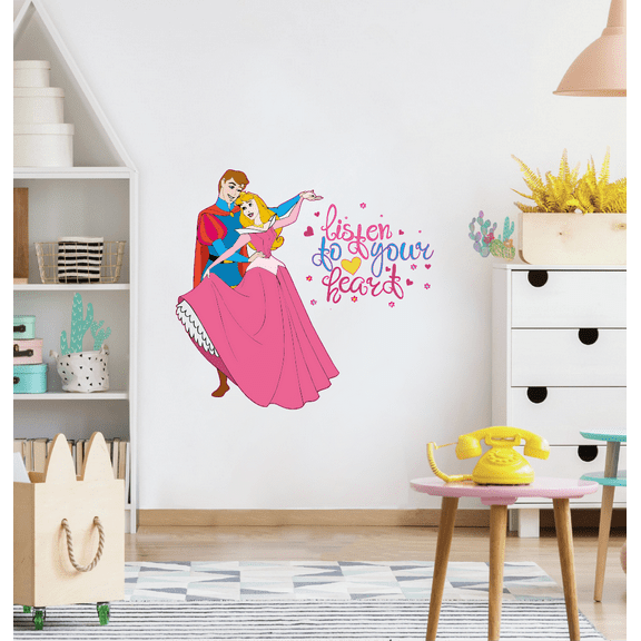 Princess Aurora Your Heart Cute Cartoon Decors Wall Sticker Art Design Decal for Girls Boys Kids Room Bedroom Nursery Kindergarten House Fun Home Decor Stickers Wall Art Vinyl Decoration (20x18 inch)