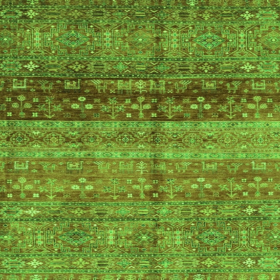 Ahgly Company Indoor Square Abstract Green Modern Area Rugs, 4' Square