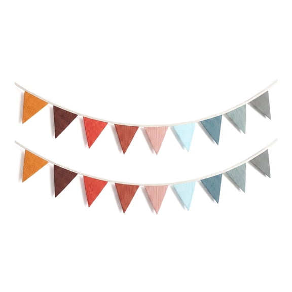 WZB Mixed‑Color Triangle Pennant Bunting Garland, 2 Pcs Decor Banner 7.75 ft Each for Baby Shower and Party Use