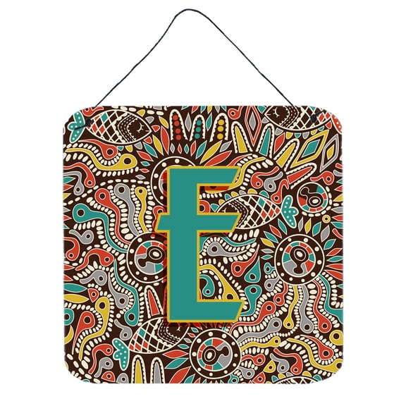 Letter E Retro Tribal Alphabet Initial Wall or Door Hanging Prints
