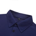thumbnail image 5 of ZCFZJW Mens Long Sleeve Textured Polo Shirts Casual Fall Button Neckline Lapel Collar Pullover Sweater Tops Trendy Solid Color Basic Workout Tees Sweatshirt Navy S, 5 of 8