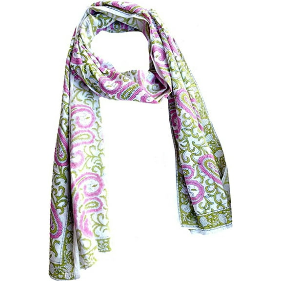 Sarong Cum Scarfs for Women Mini Stoles for Girls Hand Block Cover-up Printed 70x20 inch (29 Scarf)