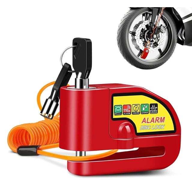 Alarma de Freno de Disco Impermeable de Seguridad para Motocicleta Scooter Rojo con Sonido de 110dB