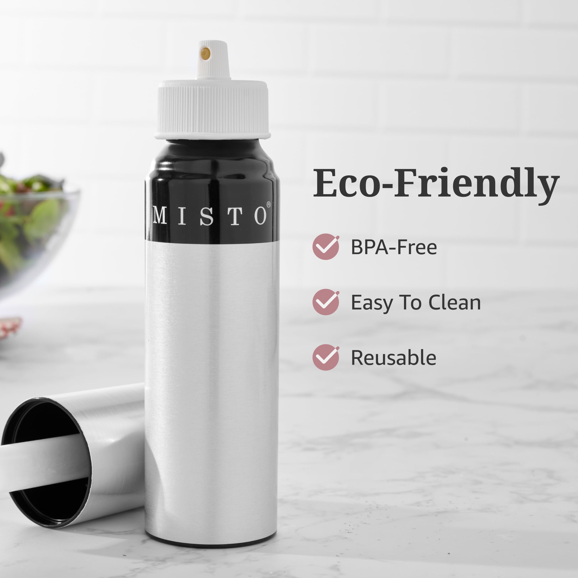 Misto Aluminum and Plastic Bottle Refillable Oil Sprayer, Silver