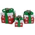 thumbnail image 5 of Northlight Set of 3 Lighted Red with White Snowflakes Gift Boxes Christmas Decorations, 5 of 7