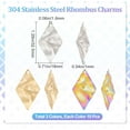 thumbnail image 2 of 1 Box 30Pcs 3 Colors Rhombus Charms 18K Gold Plated Stainless Steel Textured Rhombus Shape Metal Pendant 32.5x18x1mm for DIY Necklace Bracelet Jewelry Making Making DIY, 2 of 7
