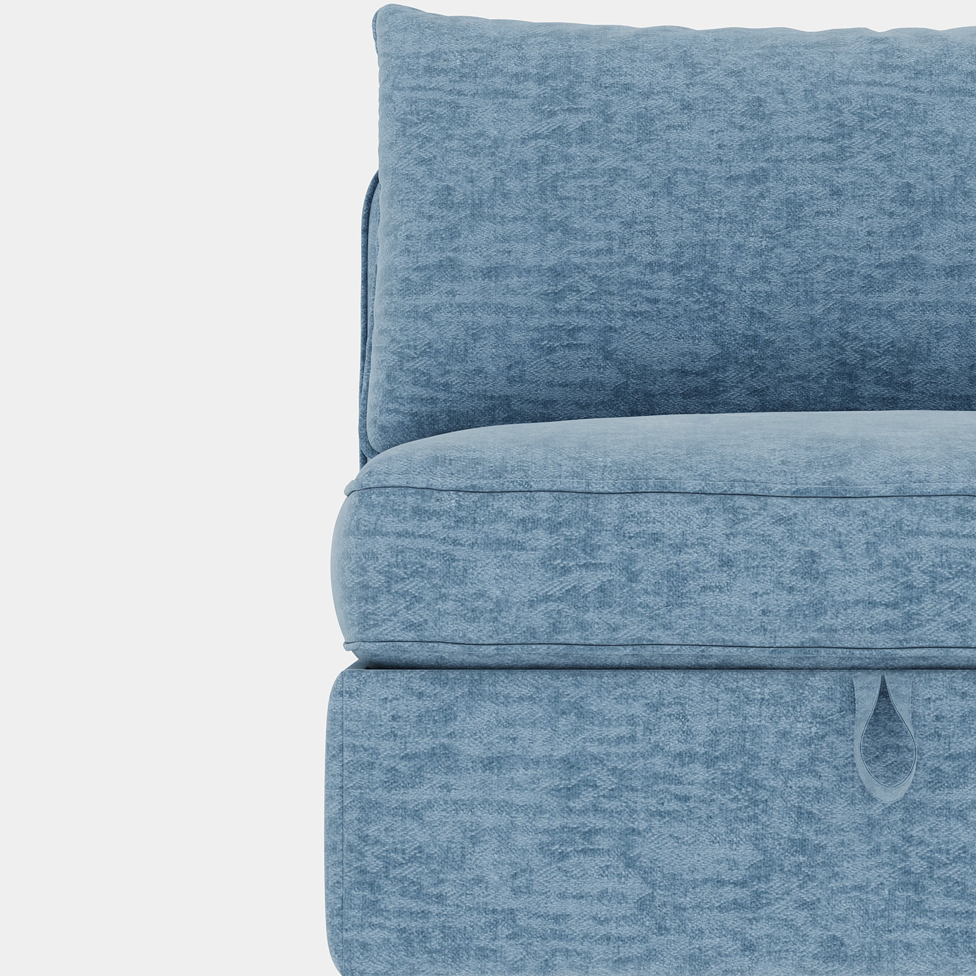 Modern Loveseat Sofa with Deep Seat & Storage Ottoman,Chenille Chaise Longue Sofa Bed for Small Spaces,Living Room,Bedroom,Antique Blue