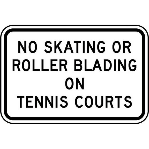Vinyl Stickers - No Skating on Tennis Courts Sign - Safety and Warning Warehouse Signs Stickers - 3.5" x 5" - 3 Pack