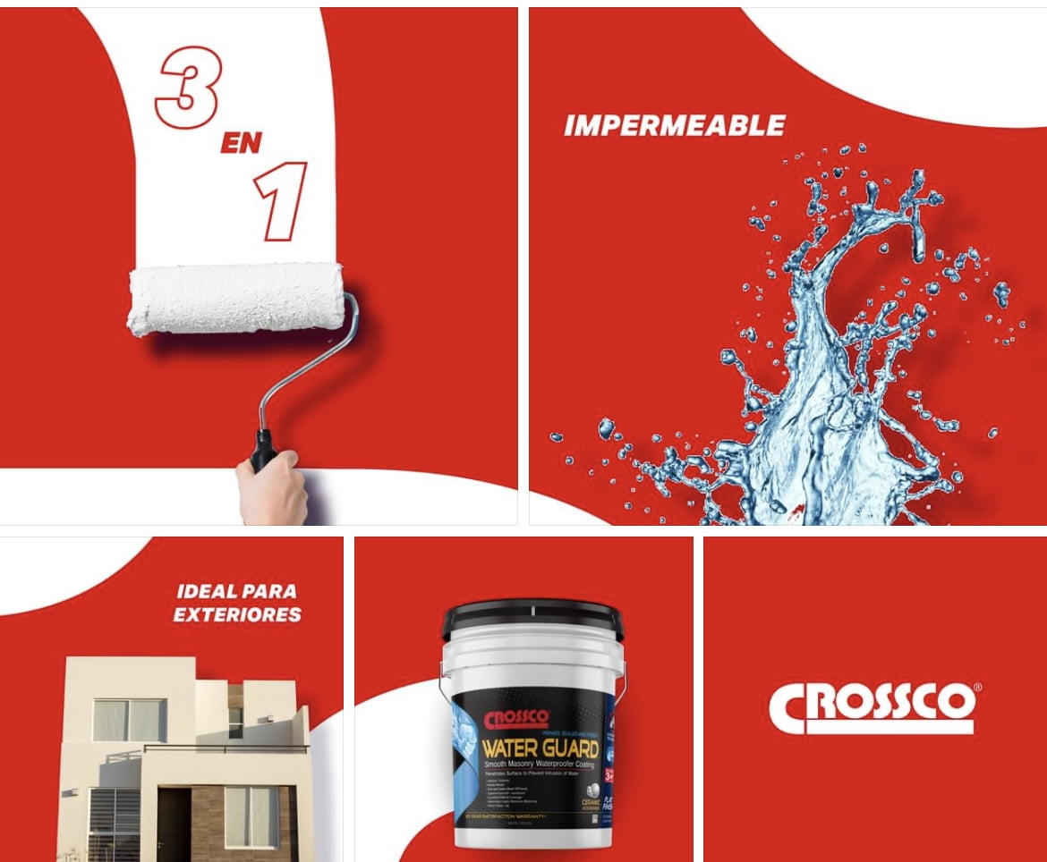 Crossco Water Guard 3 in 1 Primer Sealer and White Paint Satin Finish, 1 Gallon