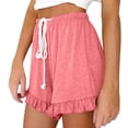thumbnail image 6 of EaskTriop Women's Lounge Shorts High Waisted Elastic Drawstring Ruffle Shorts Comfy Soft Wide Leg Pajama Sleep Bottoms Summer Beach Shorts, 6 of 6