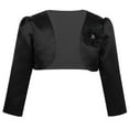 thumbnail image 1 of Jizyo Boléro en Satin à Manches Longues pour Filles, Cardigan, Robe de Cérémonie, Robe de Fête, Noir 140, 1 of 6
