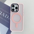 thumbnail image 1 of Luxury Matte Translucent Bumper Phone Cases For iPhone 16 14 13 12 11 15 Pro Max Plus For Magsafe Wireless Charge Magnetic Cover Pink For iPhone 15 Pro, 1 of 6