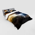 thumbnail image 2 of Ambesonne Landscape Bedding Set 4 Pcs, Dark Clouds Mountain, Queen, Grey Orange, 2 of 2