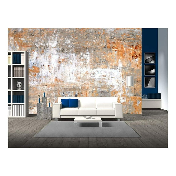 wall26 - Grey and Brown Abstract Art Painting - Removable Wall Mural | Self-Adhesive Large Wallpaper - 66x96 inches