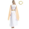 thumbnail image 2 of YiZYiF Womens Greek Goddness Costume Ancient Greece Queen Gold Trim Toga Dress for Halloween Cosplay Champagne-A XL, 2 of 7