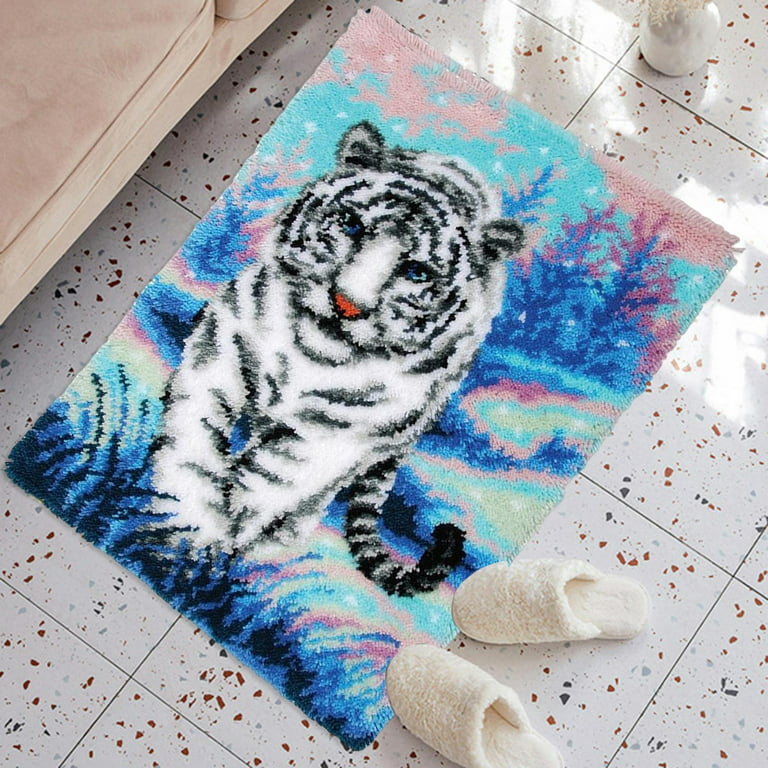 Large Latch Hook Rug Kit for Adults Animal Tiger Latch Hook Kits