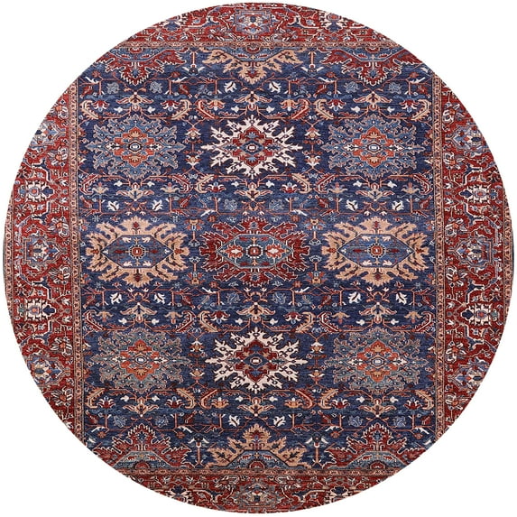 Ahgly Company Machine Washable Indoor Round Industrial Modern Rosy Pink Area Rugs, 6' Round