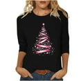 thumbnail image 2 of VKOYWKM Fall T Shirts Women Christmas Shirts 3/4 Sleeve Tops Christmas Tree Graphic T Shirts Crew Neck Holiday Tops Loose Fit Tunic Blouse, 2 of 6