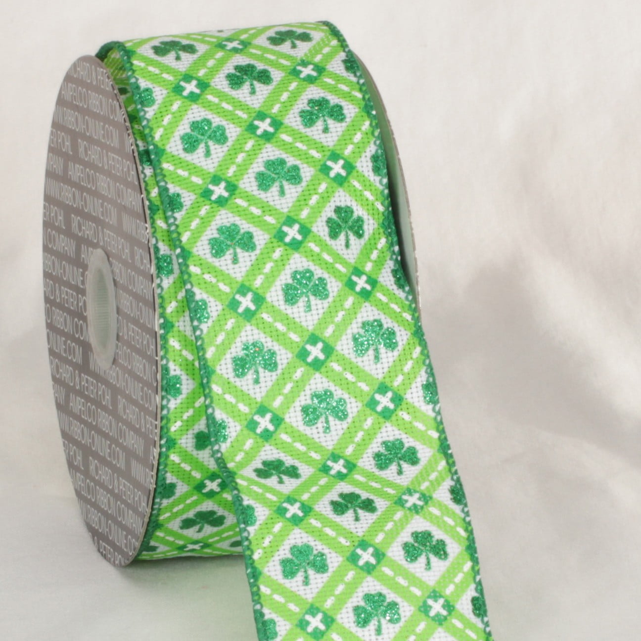 Green and White Saint Patrick's Day Wired Craft Ribbon 2.5" x 20 Yards