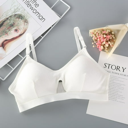 

Women Cup Ring-Free Thread Hollowing Adjustable Bra Brassiere Cotton Underwear Lingerie