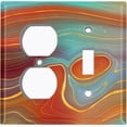 thumbnail image 4 of Metal Light Switch Plate Cover Image of Marble Orange Teal Swirl Galaxy MAR076, 4 of 13