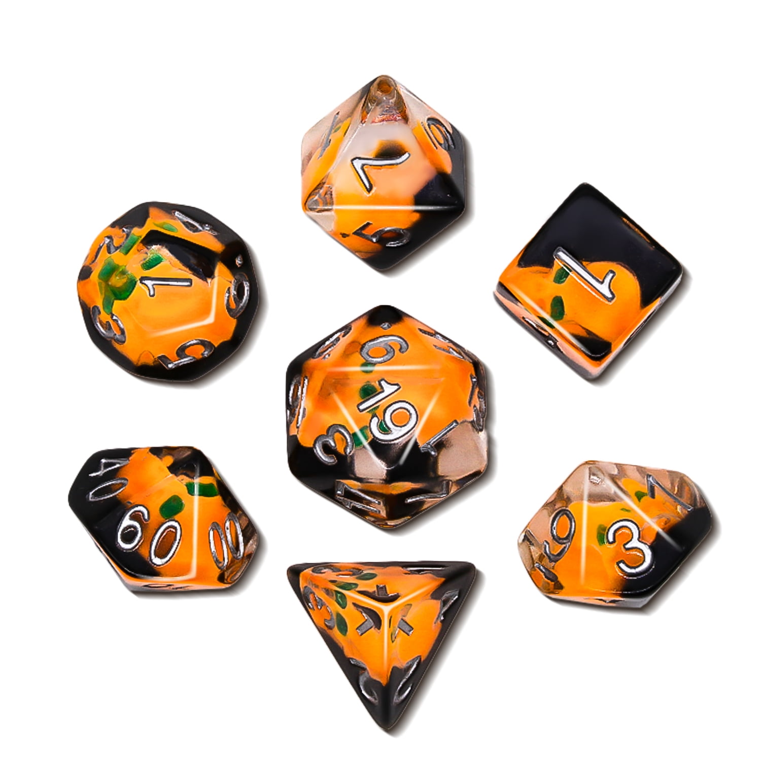 SWAJUJA Gothic Pumpkin Skull DND Dice Set with Themed Storage Box, Polyhedral RPG Dice for Tabletop Role-Playing Games