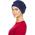 thumbnail image 4 of Beemo Women’s Gathered Pleated Chemo Turban - Comfortable and Stylish Hats Adult Female - Navy, 4 of 4