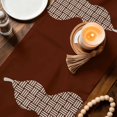 thumbnail image 3 of Red Brown Gourd Table Runner 72 Inches, Modern Abstract Art Geometric Bed Runner Dresser Scarves Tabletop for Indoor Outdoor Parties/Ceremony/Banquet, 16" x 72", 3 of 9