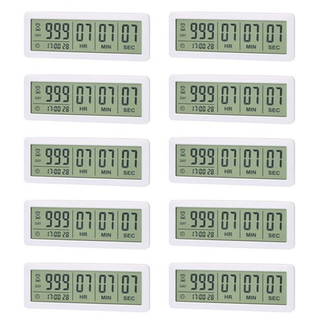

10X Big Digital Countdown Timer Clock - 999 Count Down Clock Timer for Graduation Lab Kitchen (White)