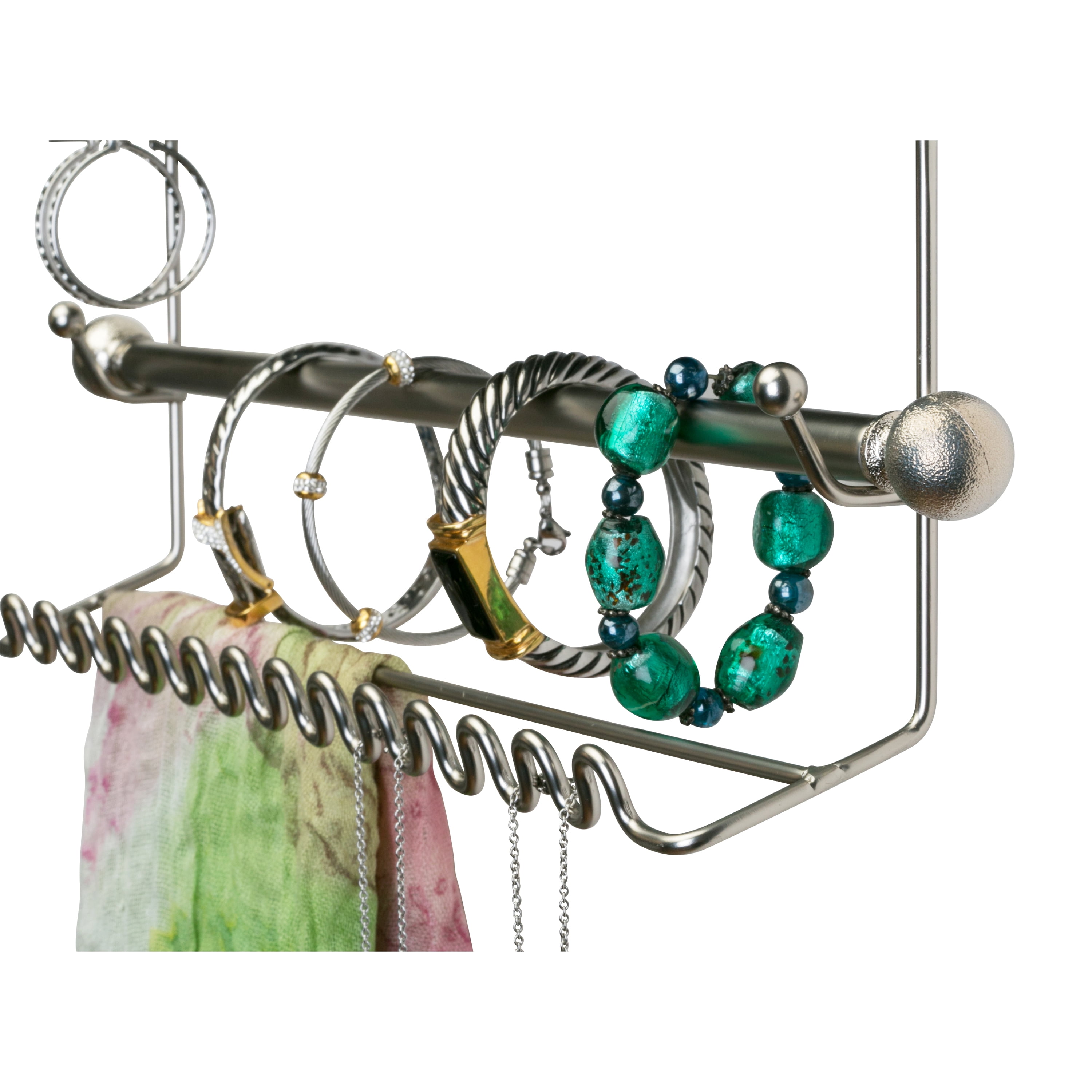 Home Details 2 Tier Wall Mount Steel Jewelry Organizer in Satin