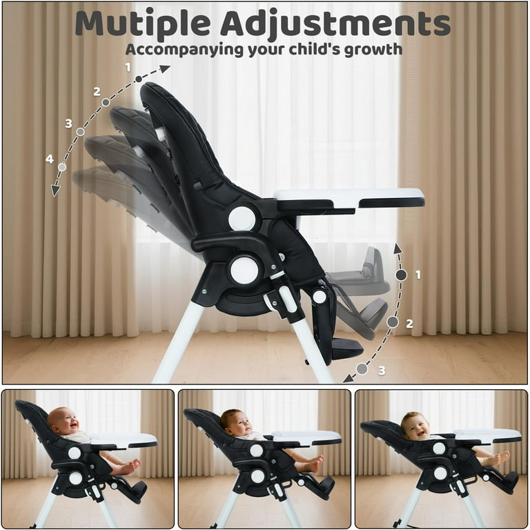 bebehaya！ AILEEKISS Collapsible Compact Baby High Chair with Wheels