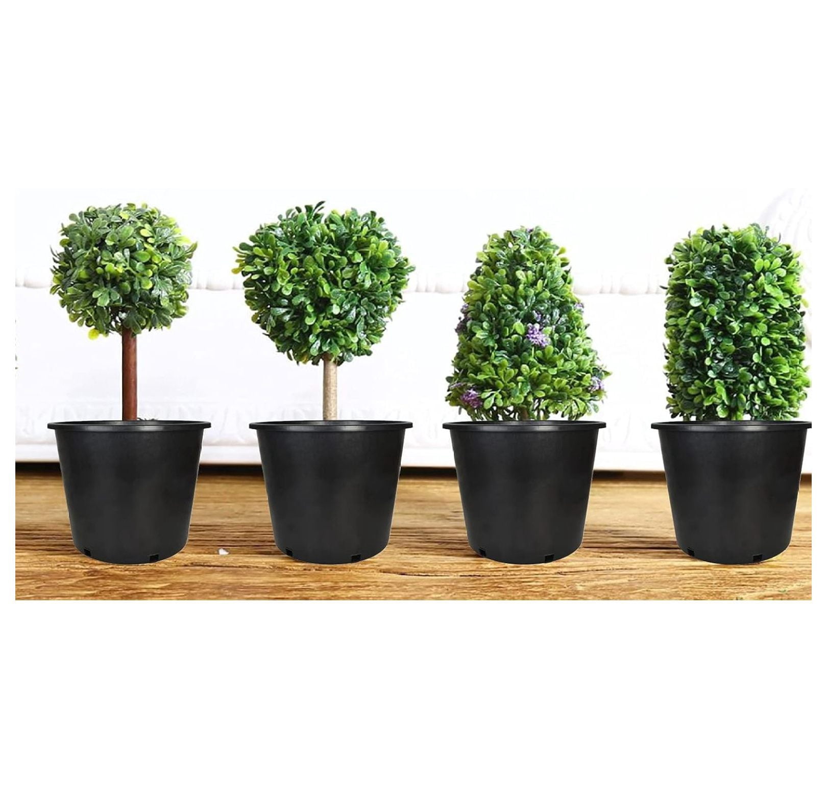 10-Pack 3.6 Gallon Round Plastic Garden Planter Pots Flower Seedling Container with Drainage Hole for Indoor Outdoor Plants Flowers Vegetables Black (3.6 Gallon)