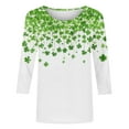 thumbnail image 5 of Ounisa St. Patrick's Day Sweatshirt for Women Clover Graphic T-Shirts Patty's Day Color 3/4 Sleeve Tee Tops, 5 of 5