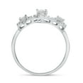 thumbnail image 5 of 10k White Gold Oval White Topaz And Diamond Three Stone Ring, 5 of 6