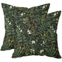 Green Throw Pillow Covers 18x18 Inch Set of 2 Black Green Botanical Leaf Pillow Covers Vintage Floral Cushion Cover Farmhouse Waterproof Decor for Living Room Bedroom Sofa Patio Outdoor