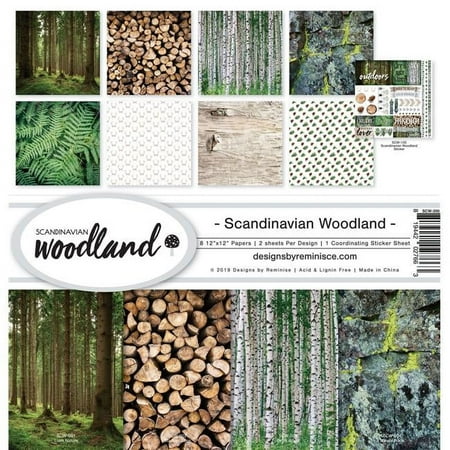 UPC: 0819442028776 | Reminisce (REMBC) Scandinavian Woodland Scrapbook Collection Kit  Multi Color Palette 12×12 inches