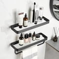 thumbnail image 1 of Tofaney Repisas Flotantes para Ba&ntilde;o de Vidrio Templado Negro Mate, 1 Estante, Estilo Minimalista, Resistente al &Oacute;xido y Duradera, 1 of 6