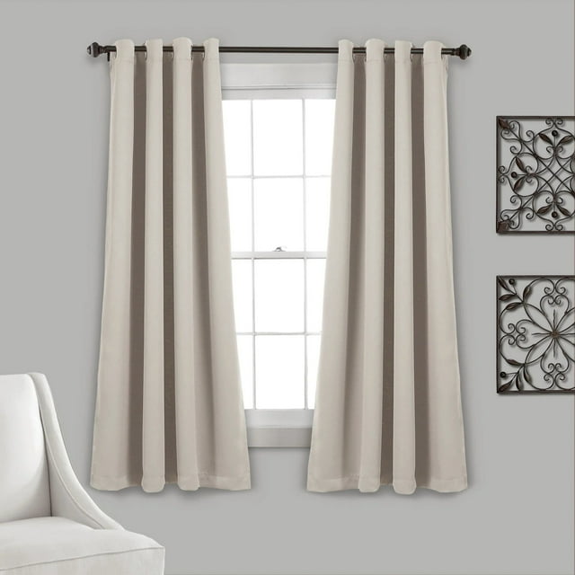Lush Decor Cortina Opaca para Ventana con Ojales Aislantes Color Sólido, para Oscurecer la Habitación, Trigo, 63" de Largo x 52" de Ancho, Juego de 2