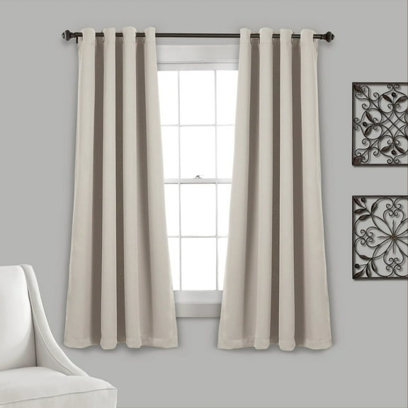 Lush Decor Insulated Grommet Solid Color Blackout Room Darkening Window Curtain Panel, Wheat, 63"L x 52"W, Set of 2