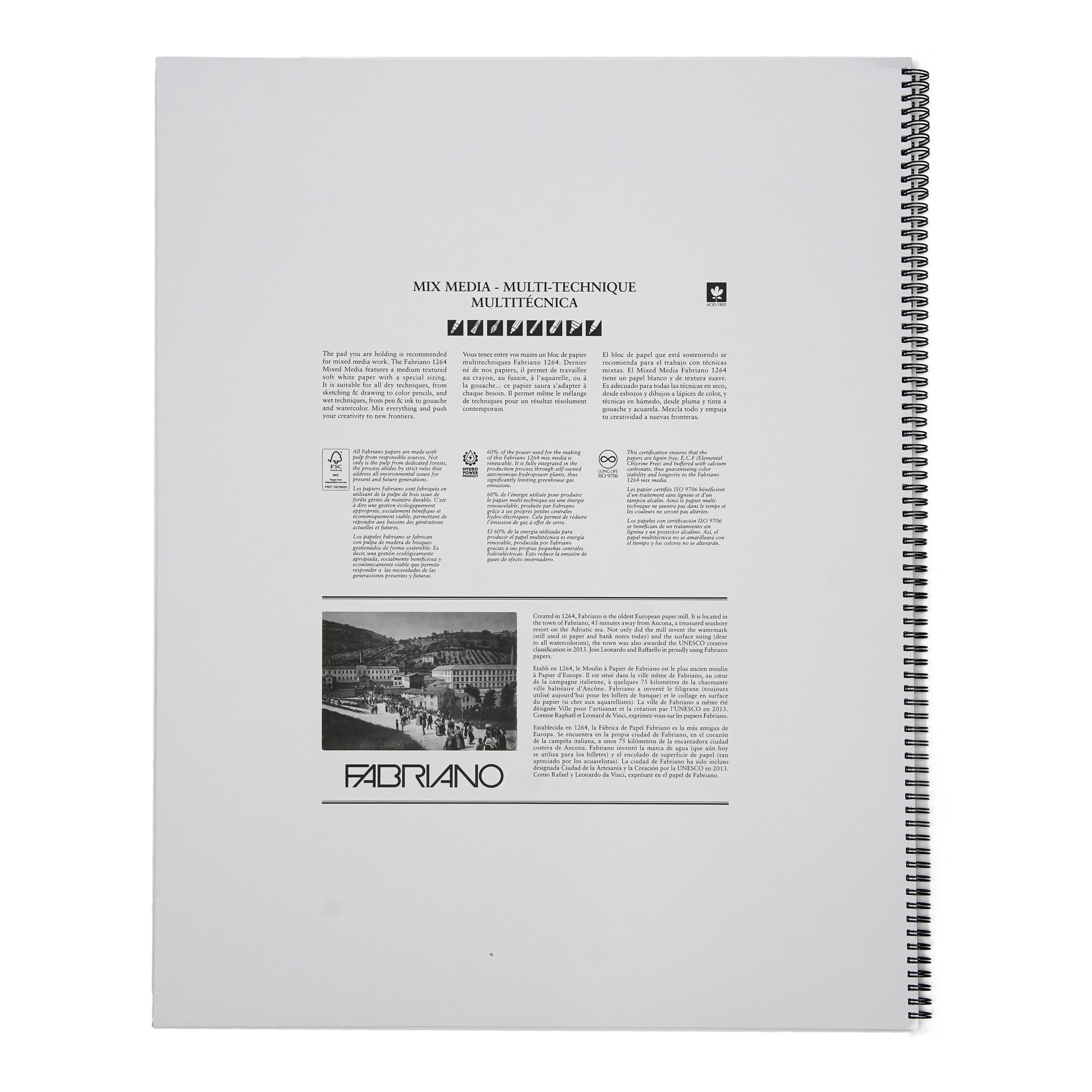 Fabriano Artistico Traditional White Watercolor Block, 140 lb./300 gsm, Hot Press, 25 Sheets, 5" x 7"