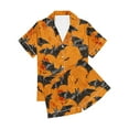 thumbnail image 5 of Halloween Womens Pajama Set Short Sleeve Top And Shorts Elastic Waistband Set With Pockets Loungewear Yoga Casual Wear Suit,Orange,2XL, 5 of 5